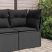 Tuinhoekbank met kussens zwart poly rattan