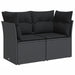 Tuinbank met kussens 2-zits zwart poly rattan