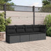 Tuinbank met kussens 4-zits zwart poly rattan
