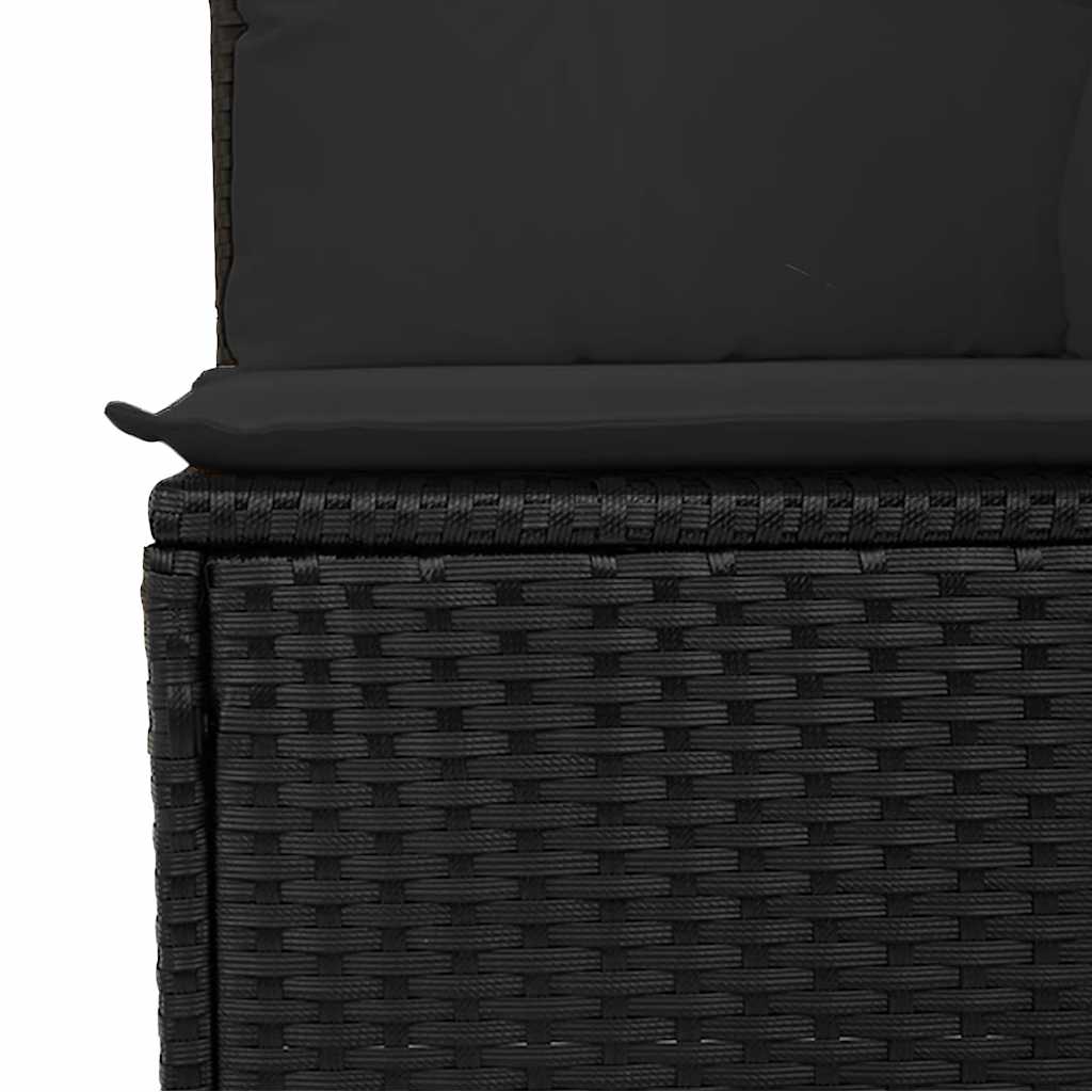 Tuinbank met kussens 4-zits zwart poly rattan