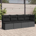 Tuinbank met kussens 4-zits zwart poly rattan
