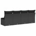 Tuinbank met kussens 4-zits zwart poly rattan