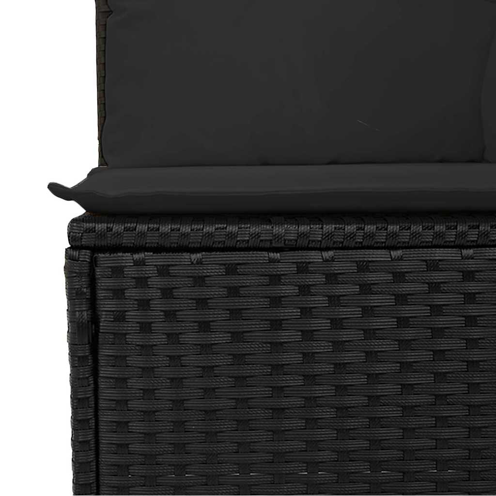 Tuinbank met kussens 4-zits zwart poly rattan
