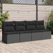 Tuinbank met kussens 4-zits zwart poly rattan
