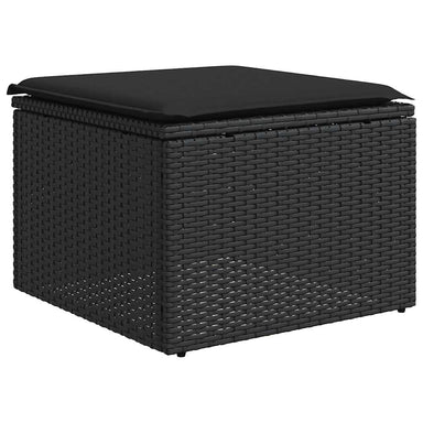 Tuinkruk met kussen zwart 55x55x37 cm poly rattan