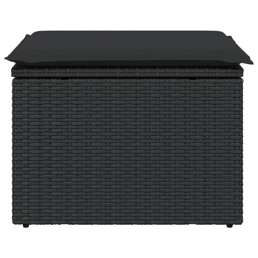 Tuinkruk met kussen zwart 55x55x37 cm poly rattan