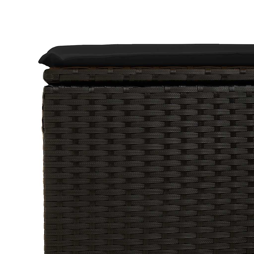 Tuinkruk met kussen zwart 55x55x37 cm poly rattan