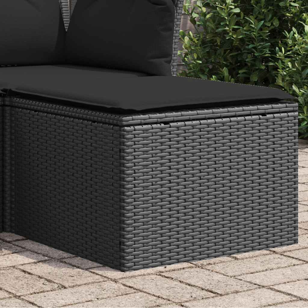 Tuinkruk met kussen zwart 55x55x37 cm poly rattan