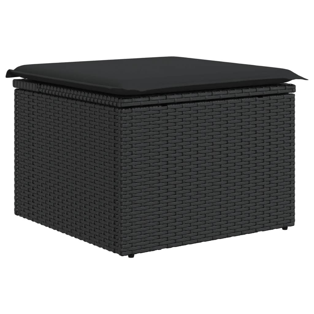 Tuinkruk met kussen zwart 55x55x37 cm poly rattan