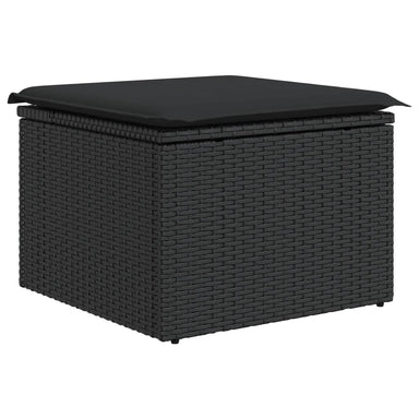 Tuinkruk met kussen zwart 55x55x37 cm poly rattan