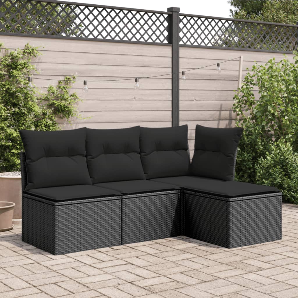 Tuinkruk met kussen zwart 55x55x37 cm poly rattan