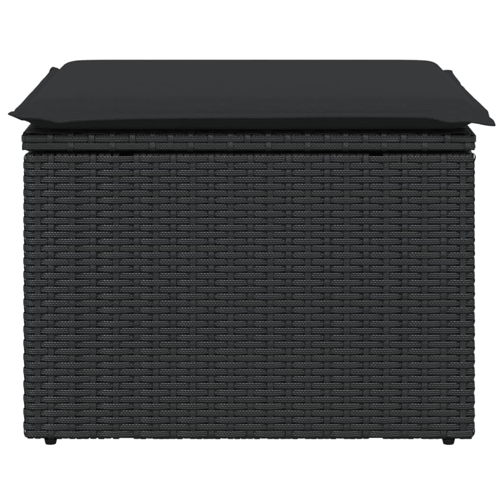 Tuinkruk met kussen zwart 55x55x37 cm poly rattan