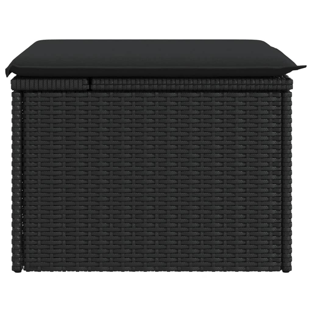 Tuinkruk met kussen zwart 55x55x37 cm poly rattan