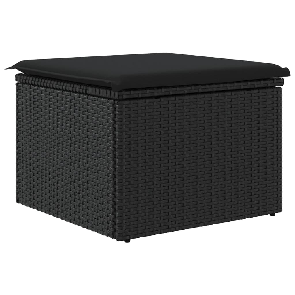 Tuinkruk met kussen zwart 55x55x37 cm poly rattan