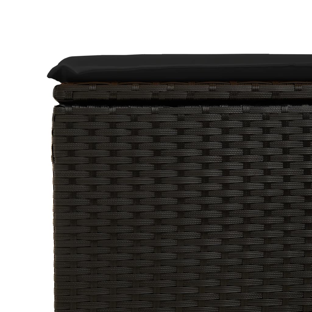 Tuinkruk met kussen zwart 55x55x37 cm poly rattan