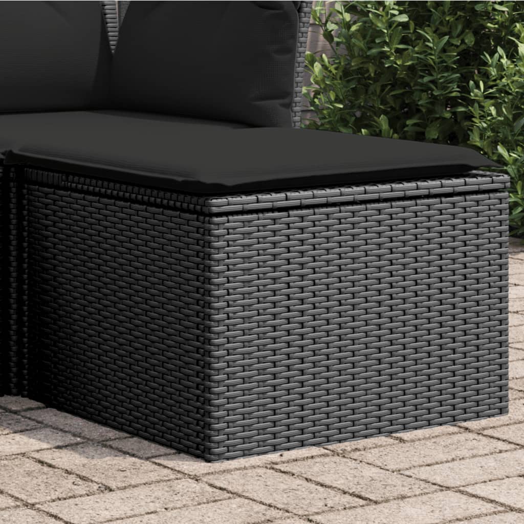 Tuinkruk met kussen zwart 55x55x37 cm poly rattan