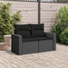Tuinbank met kussens 2-zits zwart poly rattan