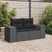 Tuinbank met kussens 2-zits zwart poly rattan