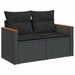 Tuinbank met kussens 2-zits zwart poly rattan