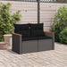 Tuinbank met kussens 2-zits zwart poly rattan