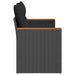 Tuinbank met kussens 2-zits zwart poly rattan