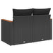 Tuinbank met kussens 2-zits zwart poly rattan