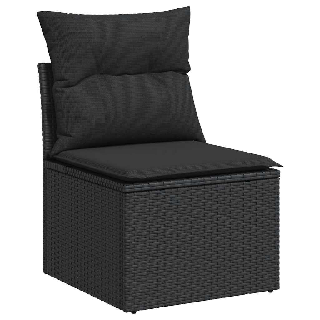 Tuinstoel zonder armleuningen met kussens zwart poly rattan