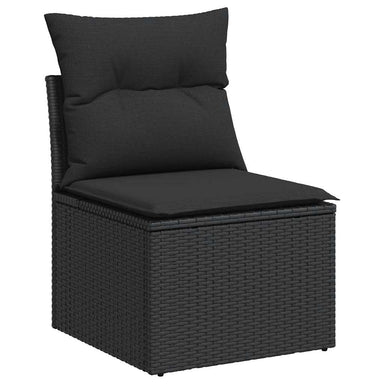 Tuinstoel zonder armleuningen met kussens zwart poly rattan
