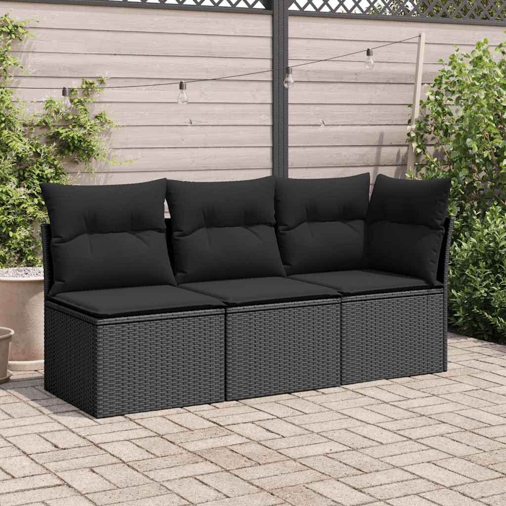 Tuinstoel zonder armleuningen met kussens zwart poly rattan