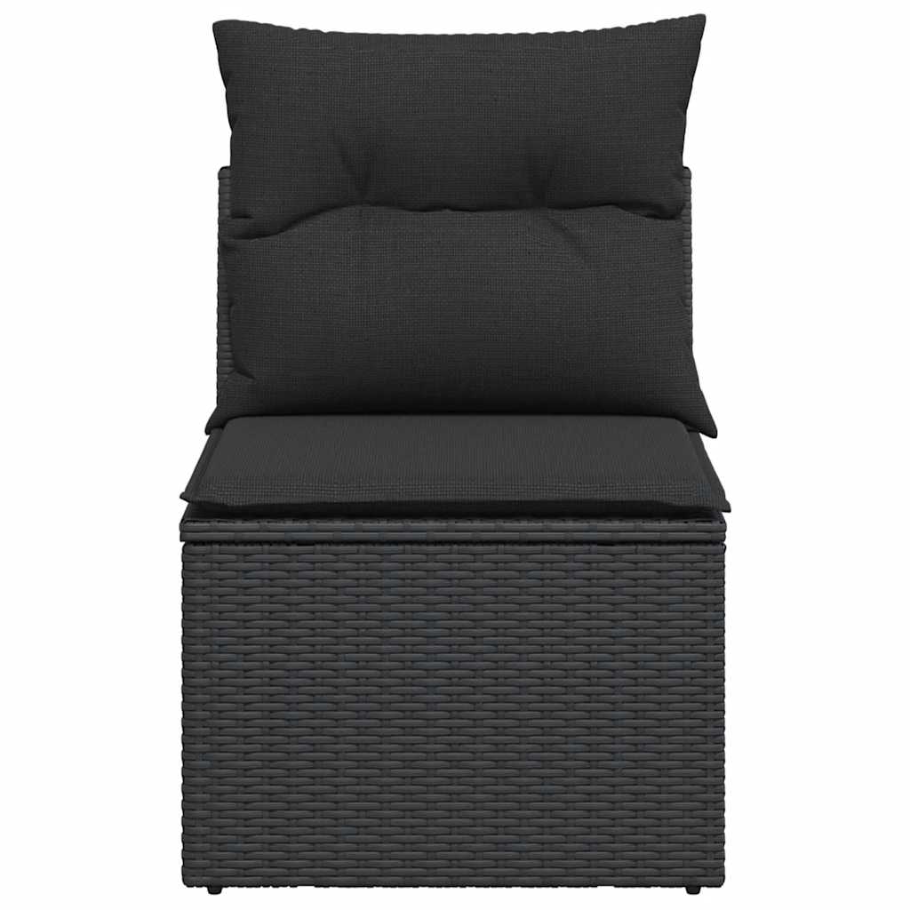 Tuinstoel zonder armleuningen met kussens zwart poly rattan