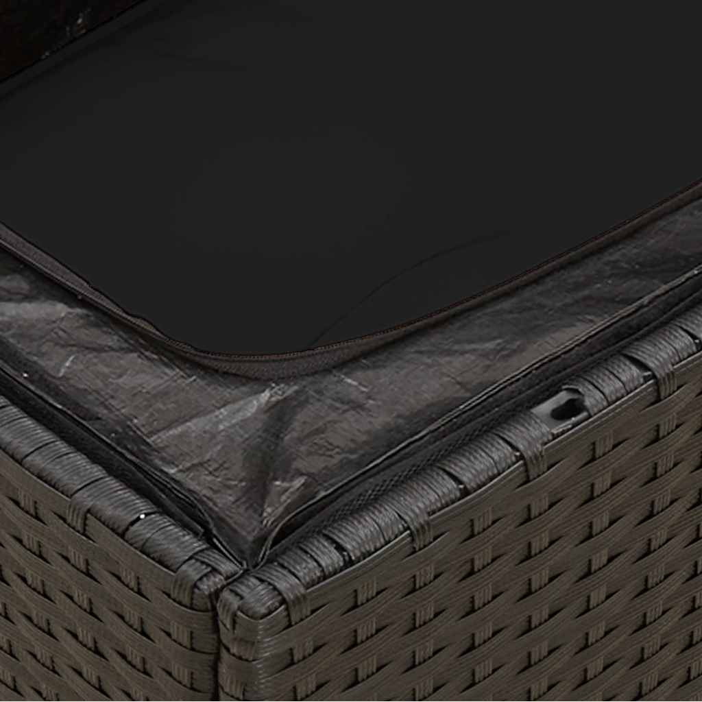 Tuinhoekbank met kussens zwart poly rattan