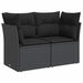 Tuinbank met kussens 2-zits zwart poly rattan