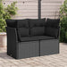 Tuinbank met kussens 2-zits zwart poly rattan