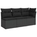 Tuinbank met kussens 3-zits zwart poly rattan