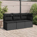 Tuinbank met kussens 3-zits zwart poly rattan