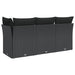 Tuinbank met kussens 3-zits zwart poly rattan