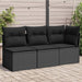 Tuinbank met kussens 3-zits zwart poly rattan