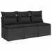 Tuinbank met kussens 3-zits zwart poly rattan