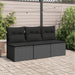 Tuinbank met kussens 3-zits zwart poly rattan