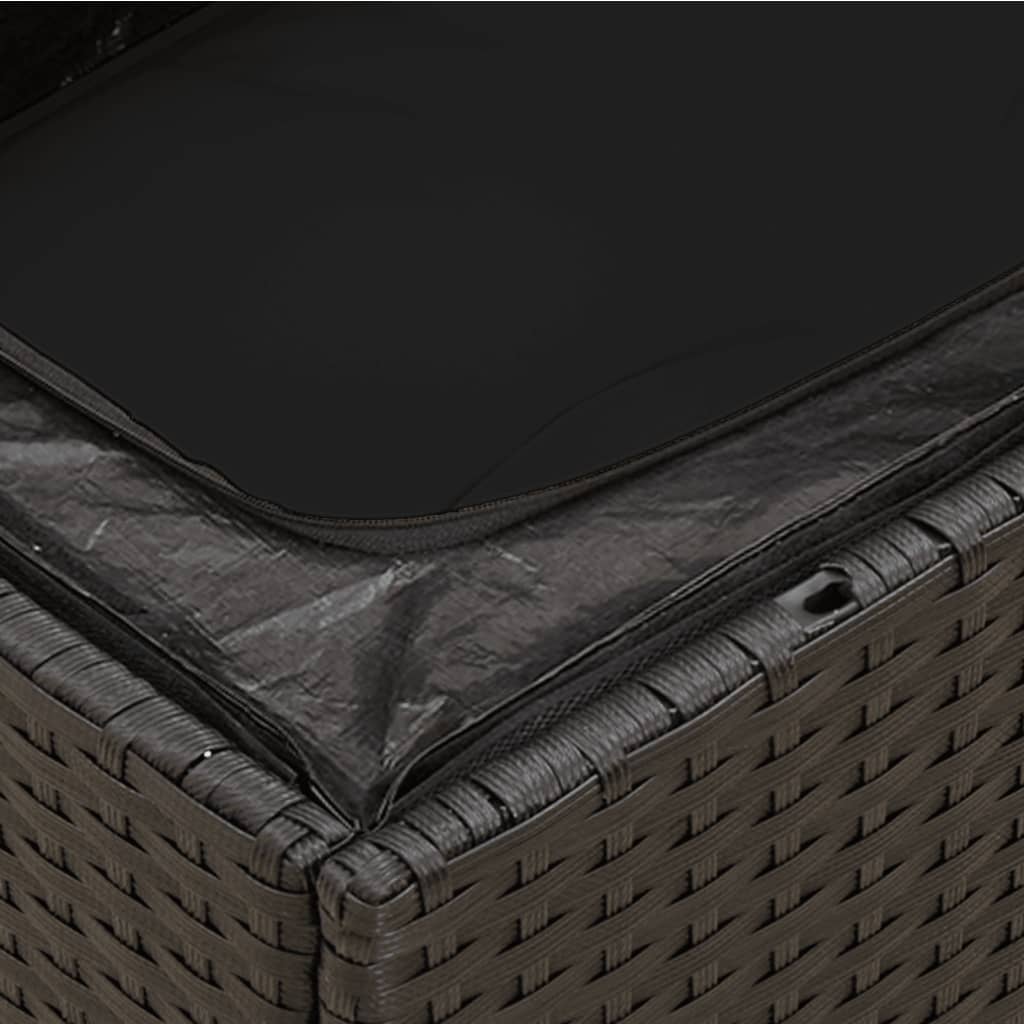 Tuinbank met kussens 3-zits zwart poly rattan