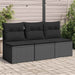Tuinbank met kussens 3-zits zwart poly rattan