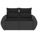 Tuinbank met kussens 2-zits zwart poly rattan