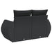 Tuinbank met kussens 2-zits zwart poly rattan