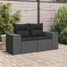Tuinbank met kussens 2-zits zwart poly rattan