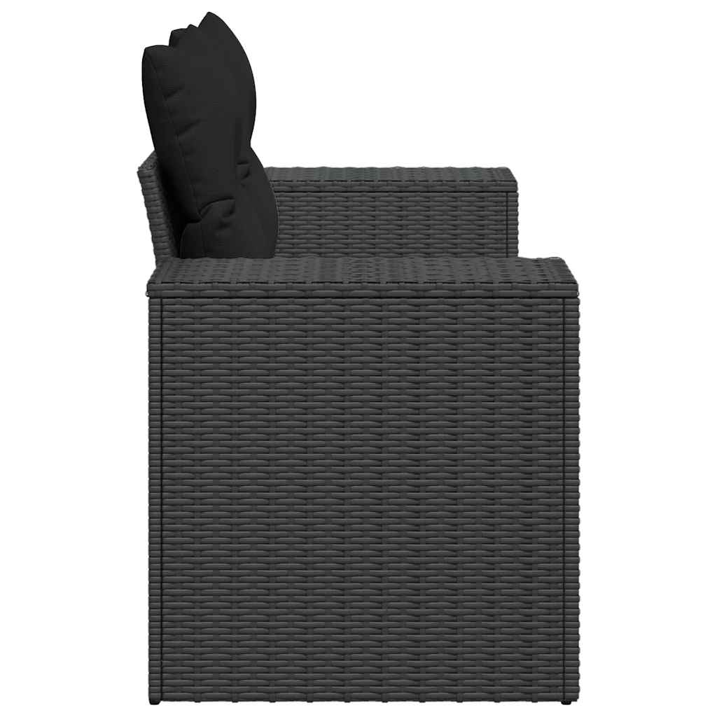 Tuinbank met kussens 2-zits zwart poly rattan
