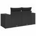 Tuinbank met kussens 2-zits zwart poly rattan
