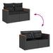 Tuinbank 2-zits met kussens poly rattan zwart