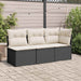 Tuinhoekbank met kussens poly rattan zwart