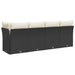 Tuinbank 4-zits met kussens poly rattan zwart
