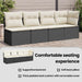 Tuinbank 4-zits met kussens poly rattan zwart